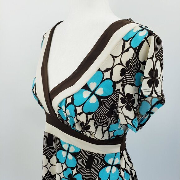 Vintage Y2K Speechless Babydoll Top Size L Brown Turquoise Retro Print Tie Waist - Picture 3 of 7